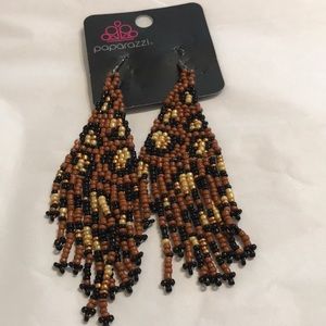 Seed bead brown earrings